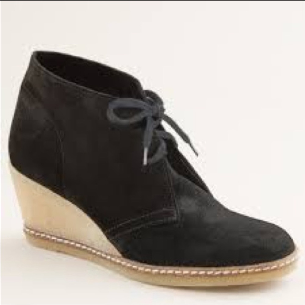 J. CREW Black McCalister Suede Wedge Bootie
